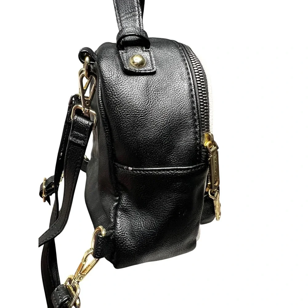 Betsey Johnson Cat Face Mini‎ Backpack Black White Leopard Print Crossbody Bag